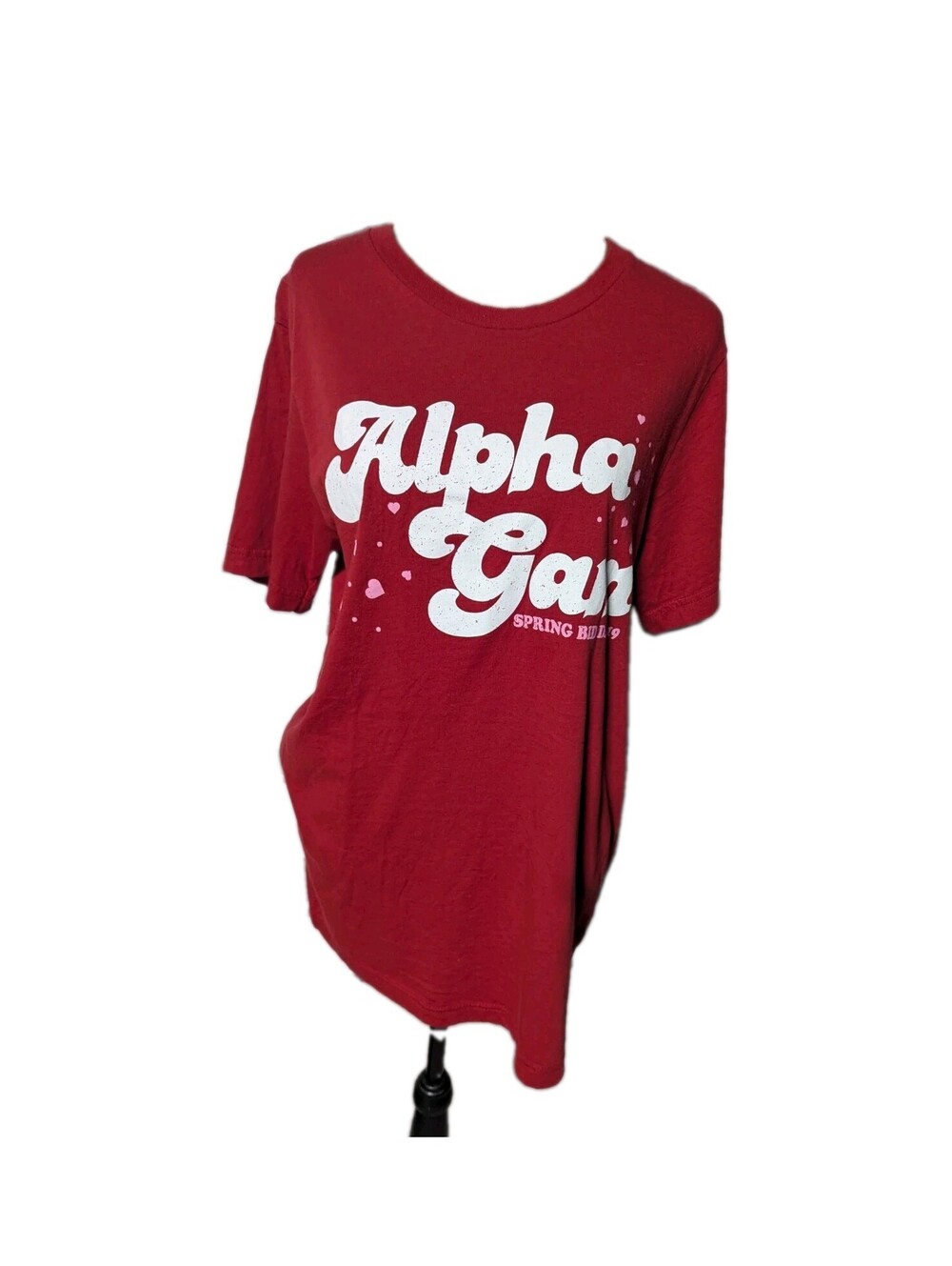 Bella Canvas Red Alpha Gam Women's T-shirt Medium Spring Day '19 Hearts